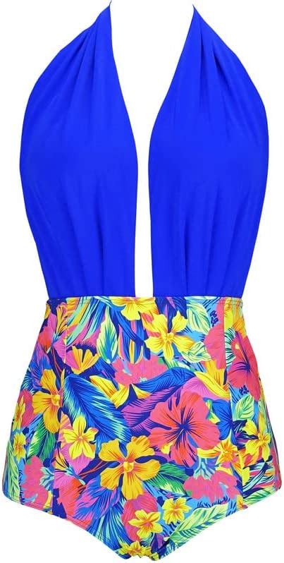 COCOSHIP Retro One Piece Backless Bather Swimsuit High Waisted Pin Up