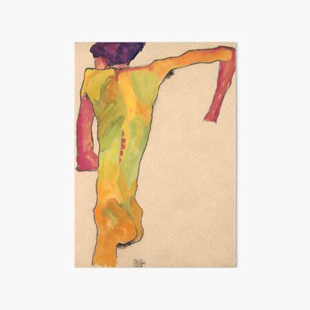 Egon Schiele Male Nude Propping Himself Up 1910 Art Board Print For