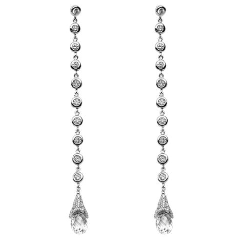 Alex Jona Infinity White Diamond 18 Karat White Gold Drop Earrings For