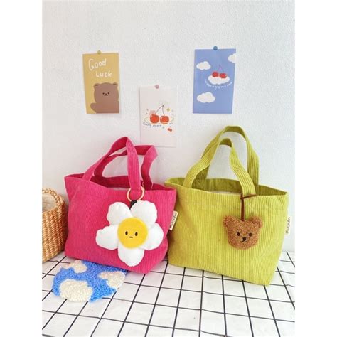 Corduroy Mini Tote Bag กระเป๋าผ้าลูกฟูกมินิ มีซับใน 6 สี Sew Sister Thaipick