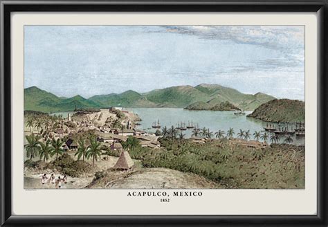 Acapulco Mexico Panoramic View Color Vintage City Maps