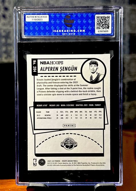 2021 22 Panini NBA Hoops Rookies 204 Alperen Sengun RC For Sale