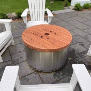 Wooden Fire Pit Table Top Cover 23 48 Etsy