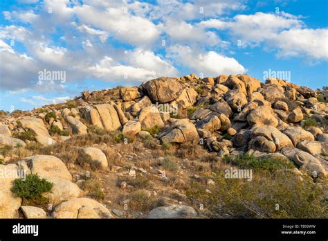 Boulder formation hill at Apple Valley, California, in the Mojave ...