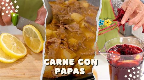 Rico Guisado De Carne Con Papas En Salsa Agua De Jamaica Con Chia