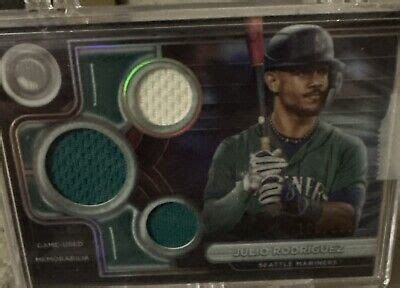 Topps Tribute Triple Relics Ttr Jr Julio Rodriguez Mem