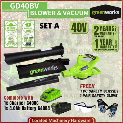 Corated Greenworks Gd40bv 40v Digipro Cordless Blowervacuum 2 Year Warranty Shopee Malaysia