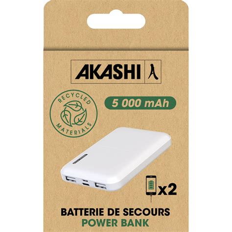 Powerbank 5000mAh USB C Akashi Blanc