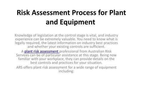 Ppt Plant Risk Assessment Risk Managment Services Powerpoint