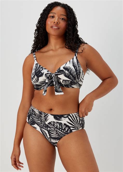 Black Print Midi Bikini Bottoms Matalan