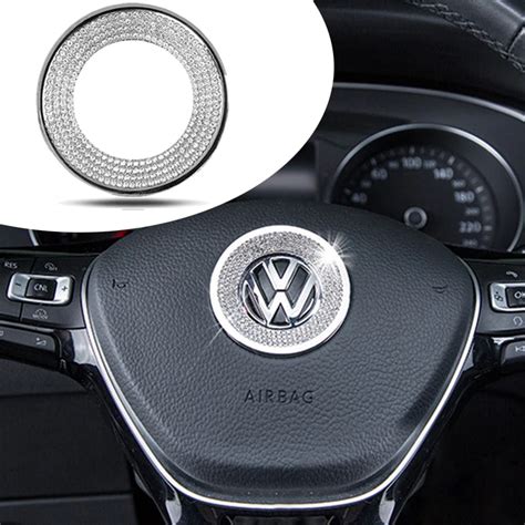 Crystal Diamond Emblem Decal Car Steering Wheel Stickers For Vw