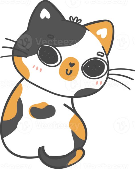 carino kawaii giocoso calicò gattino gatto cartone animato disegno