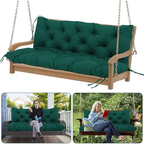 60 x 40 in 3 Seater Replacement Outdoor Swing Cushions with Back ...