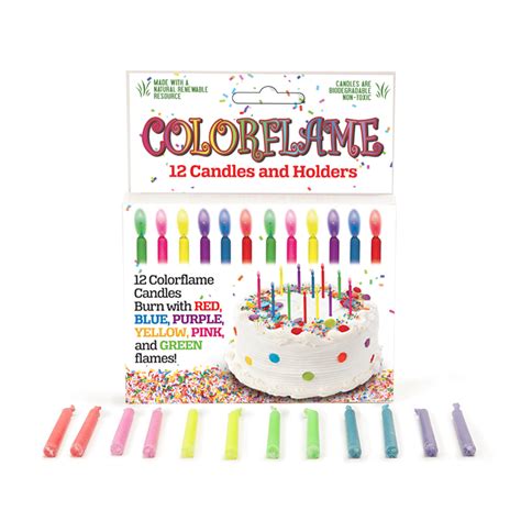 Colorflame Birthday Candles-12 Candles and 12 Holders Per Pack ...