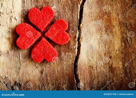 Bright Red Hearts Forming A Lucky Shamrock Stock Photo Image Of