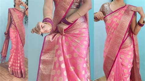 Organza Silk Saree Draping Perfectly Easy Tips And Tricks Saree