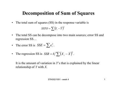 Decomposition Of Sum Of Squares