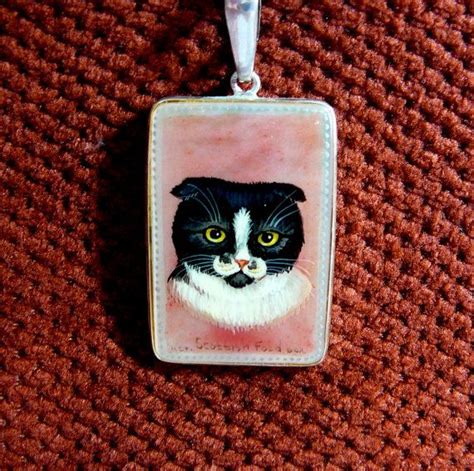 Hand Painted Cameo Scottish Fold Cat Pendant Necklace Art Etsy Hand