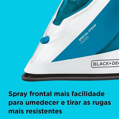 Ferro De Passar A Vapor Black Decker Fx2100 Be Bas Antiaderente Azul 220v