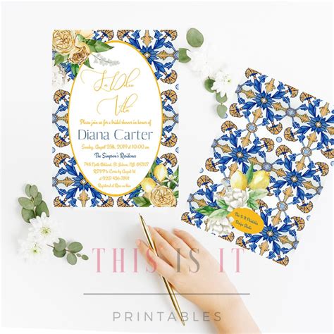 La Dolce Vita Bridal Shower Invitation Mediterranean Vibes Etsy