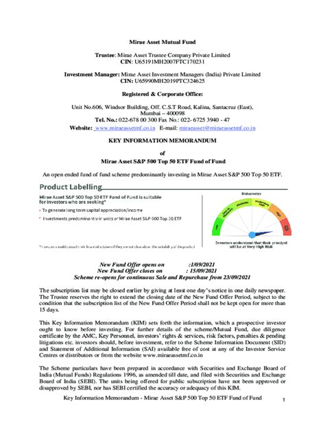 Fillable Online Mirae Asset Mutual Fund Trustee Cin Cin Fax Email