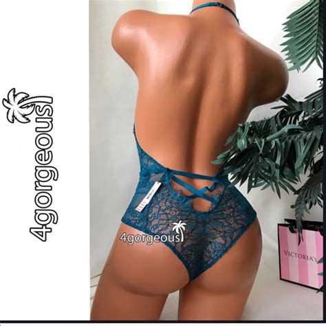 Victoria S Secret Intimates Sleepwear Vs Xss Teddy Shimmer Foil Lingerie Strappy Deep V