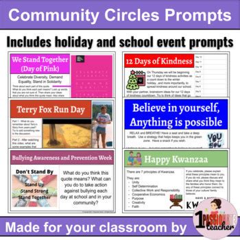 Community Circle Questions Grades 5 6 7 Full Year Prompts Back To