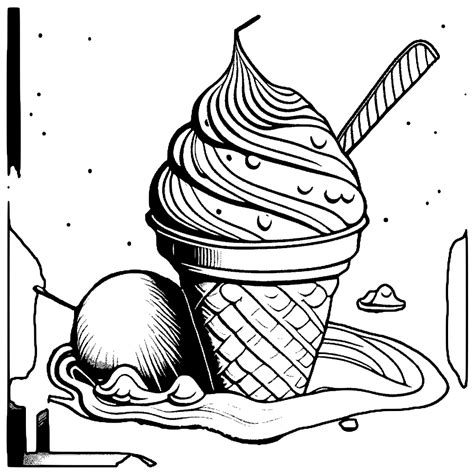 Ice Cream Coloring Page · Creative Fabrica