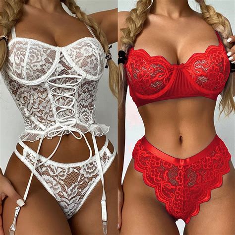 Lingerie Rotique En Dentelle Pour Femmes Ensemble De Pi Ces