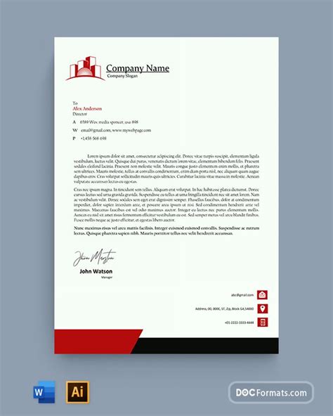 Black Red Border Construction Letterhead Template Doc Formats