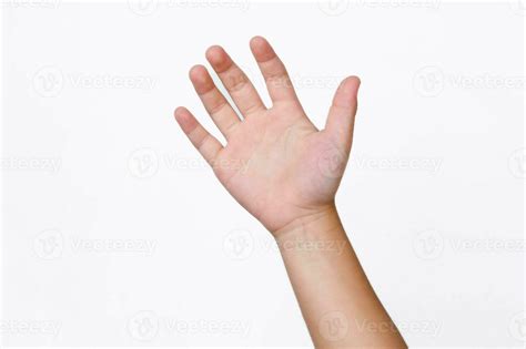 Child Hand Reaching Up Ready To Help Or Receive Isolated On White