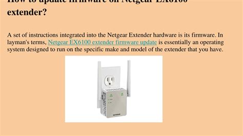 PPT How To Update Firmware On Netgear EX6100 Extender 1 PowerPoint