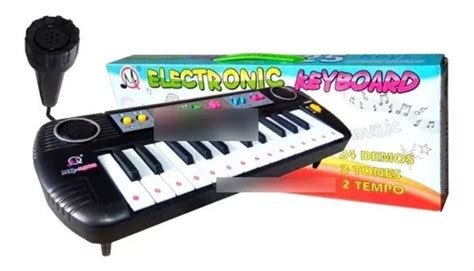 Teclado Piano Musical Infantil P Crian As Microfone Cor Preto V