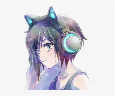 Cute Girl With Cat Ear Headphones Original Rawwnime 44 Off