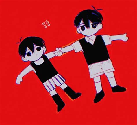 Two Cartoon Characters Holding Hands On A Red Background