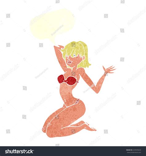 Cartoon Sexy Bikini Girl Speech Bubble Stock Vector Royalty Free Shutterstock