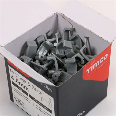 TIMCO Flat Twin Earth Cable Clips Grey