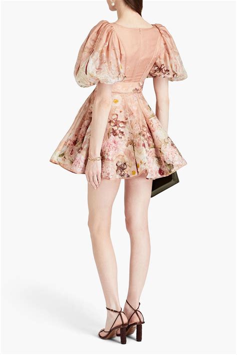 Zimmermann Dancer Belted Floral Print Silk And Linen Blend Mini Dress