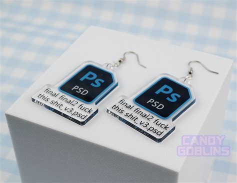 Photoshop Earrings Graphic Design Rude Fuck Swearing Etsy