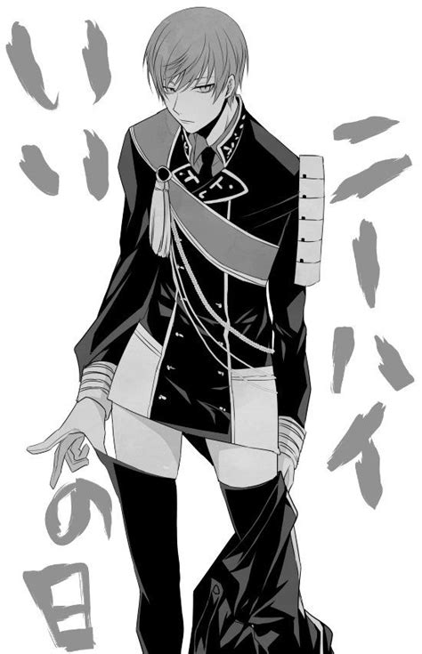 An Anime Character In Black And White With His Hand On His Hip