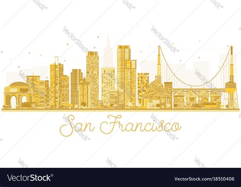 San Francisco Usa City Skyline Golden Silhouette Vector Image