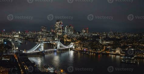 Aerial night view of the Tower Bridge in London. 24808240 Stock Photo ...