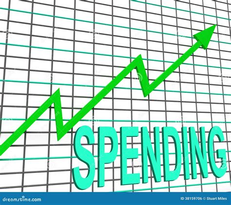 Spending Chart Graph Shows Increasing Expenditure Stock Illustration