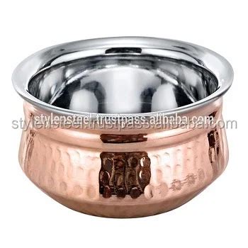 Stainless Steel Copper Stainless Steel Serving Handi Indian Traditional