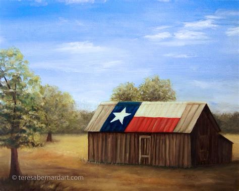 Texas Flag Barn - Teresa Bernard Oil Paintings