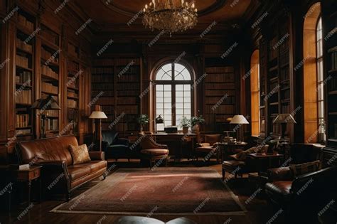 Premium Photo | A real cozy library study with an elegant warm aesthetic