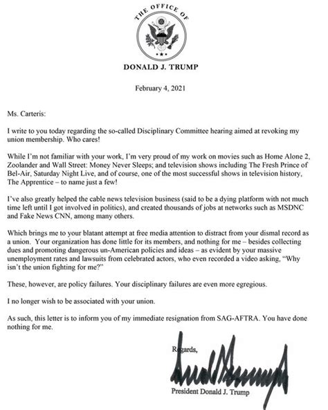 Read Donald Trump’s Preemptive SAG-AFTRA Resignation Letter