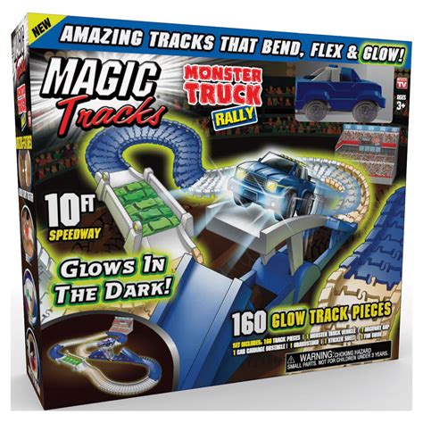 Ontel Magic Tracks Monster Truck Rally, Flexible 10ft Glow in the Dark Race Track Toy for Kids ...