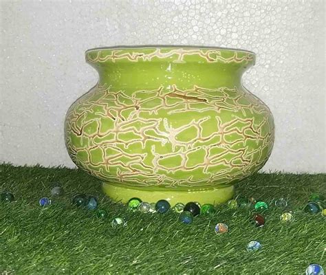 Green Round Matka Shape Ceramic Garden Pot Size Inch D At Rs