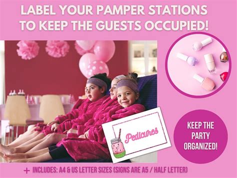 Spa Party Activity Signs Printable Signs For Pamper Party Tween